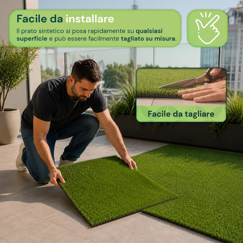Kunstrasen 1x3m - Künstliches Gras für Garten und Balkon