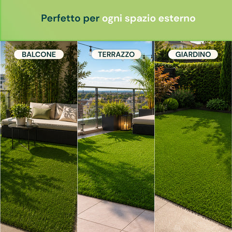 Kunstrasen 1x3m - Künstliches Gras für Garten und Balkon