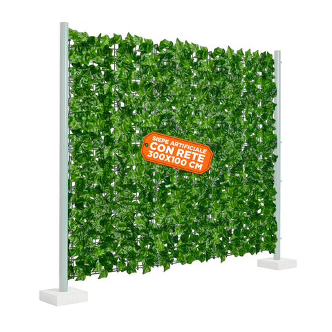 Künstliche Hecke (1 x 3 m) als Sicht- und Blickschutz für Zäune und Balkone