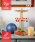 Animiertes Weihnachtskarussell mit Musik und LED-Leuchten