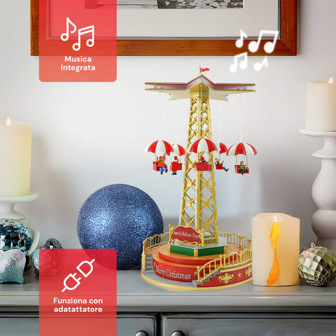 Animiertes Weihnachtskarussell mit Musik und LED-Leuchten