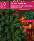 Realistischer grüner Weihnachtsbaum mit Tannenzapfen und Metallständer – 150/180/210 cm