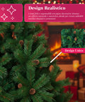 Realistischer grüner Weihnachtsbaum mit Tannenzapfen und Metallständer – 150/180/210 cm