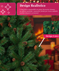 Realistischer grüner Weihnachtsbaum mit Tannenzapfen und Metallständer – 150/180/210 cm