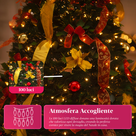 Weihnachtsbaum 150 cm mit warmweißen Lichtern – Zusammenklappbar mit Pop-up-System