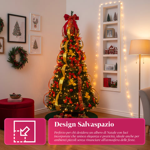 Weihnachtsbaum 150 cm mit warmweißen Lichtern – Zusammenklappbar mit Pop-up-System