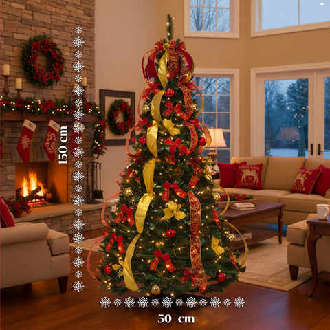 Weihnachtsbaum 150 cm mit warmweißen Lichtern – Zusammenklappbar mit Pop-up-System
