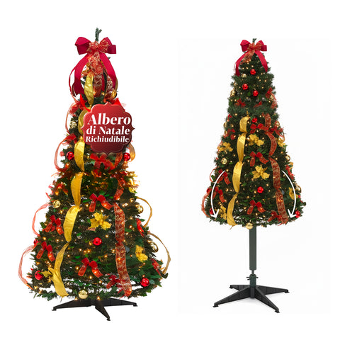 Weihnachtsbaum 150 cm mit warmweißen Lichtern – Zusammenklappbar mit Pop-up-System