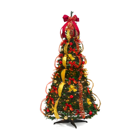 Weihnachtsbaum 150 cm mit warmweißen Lichtern – Zusammenklappbar mit Pop-up-System
