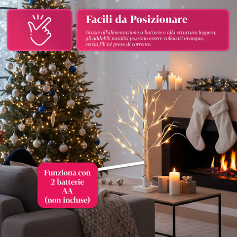 2er-Set dekorativer LED-Lichtbäumchen – birkenähnliche Zweige und realistisches Design