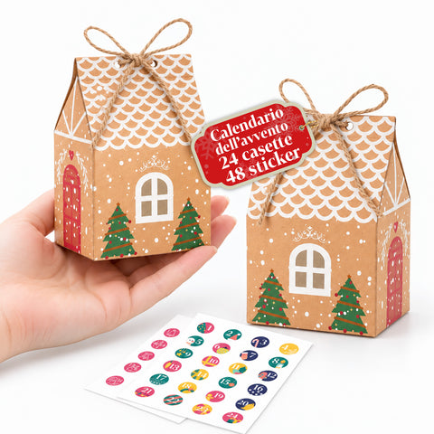 Adventskalender – Baumversion mit Schubladen oder Häuschen mit Aufklebern