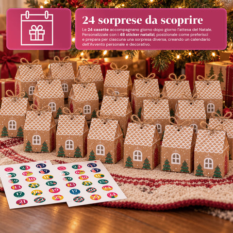 Adventskalender – Baumversion mit Schubladen oder Häuschen mit Aufklebern
