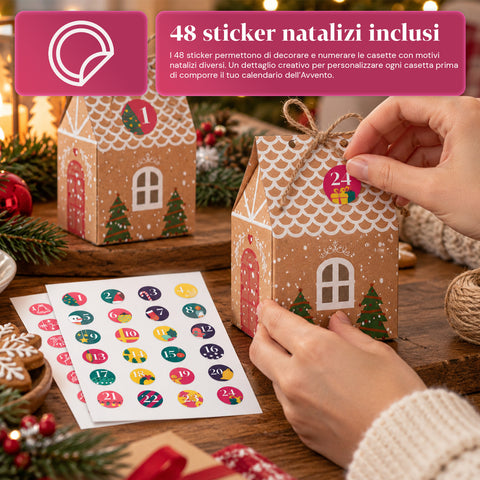 Adventskalender – Baumversion mit Schubladen oder Häuschen mit Aufklebern