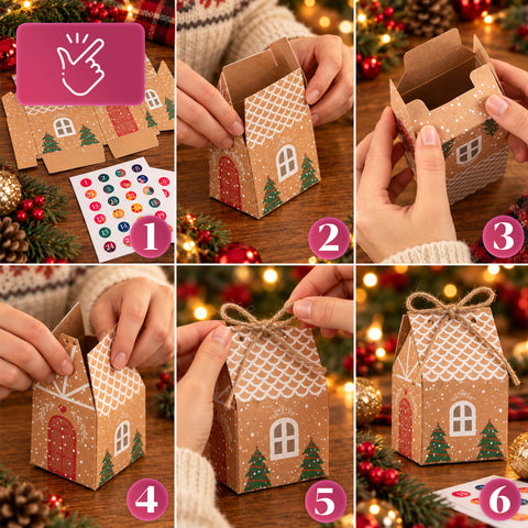 Adventskalender – Baumversion mit Schubladen oder Häuschen mit Aufklebern