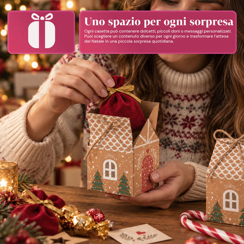 Adventskalender – Baumversion mit Schubladen oder Häuschen mit Aufklebern