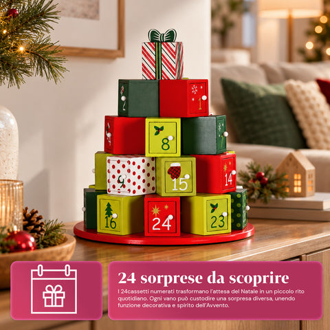 Adventskalender – Baumversion mit Schubladen oder Häuschen mit Aufklebern