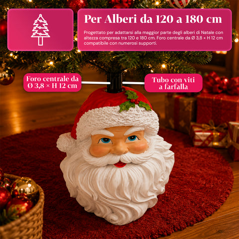 Dekorativer Christbaumständer, 10 Motive, aus Eisen und Magnesium, universelle Befestigung, für Bäume bis 210 cm, 2 Modelle mit LED-Leuchten