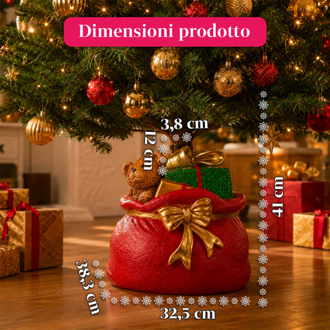 Dekorativer Christbaumständer, 10 Motive, aus Eisen und Magnesium, universelle Befestigung, für Bäume bis 210 cm, 2 Modelle mit LED-Leuchten