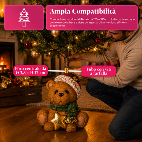 Dekorativer Christbaumständer, 10 Motive, aus Eisen und Magnesium, universelle Befestigung, für Bäume bis 210 cm, 2 Modelle mit LED-Leuchten