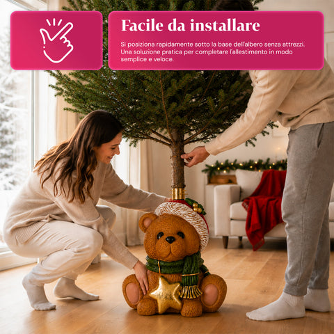 Dekorativer Christbaumständer, 10 Motive, aus Eisen und Magnesium, universelle Befestigung, für Bäume bis 210 cm, 2 Modelle mit LED-Leuchten