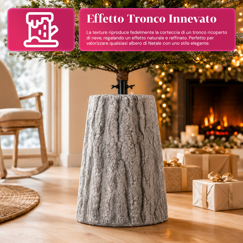 Weihnachtsbaumständer in Stammform mit Rindeneffekt, 2 Ausführungen, Maße 33,5x52,5 cm, für Bäume bis 240 cm, universale Befestigung
