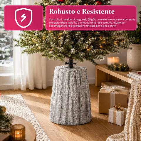 Weihnachtsbaumständer in Stammform mit Rindeneffekt, 2 Ausführungen, Maße 33,5x52,5 cm, für Bäume bis 240 cm, universale Befestigung