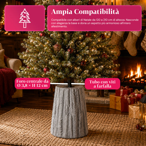 Weihnachtsbaumständer in Stammform mit Rindeneffekt, 2 Ausführungen, Maße 33,5x52,5 cm, für Bäume bis 240 cm, universale Befestigung