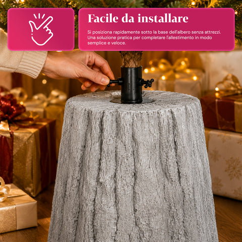 Weihnachtsbaumständer in Stammform mit Rindeneffekt, 2 Ausführungen, Maße 33,5x52,5 cm, für Bäume bis 240 cm, universale Befestigung