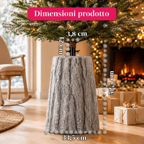 Weihnachtsbaumständer in Stammform mit Rindeneffekt, 2 Ausführungen, Maße 33,5x52,5 cm, für Bäume bis 240 cm, universale Befestigung