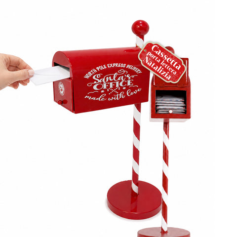 Roter und weißer Weihnachtsbriefkasten H50 cm im amerikanischen Stil