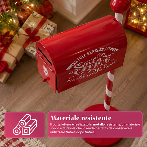 Roter und weißer Weihnachtsbriefkasten H50 cm im amerikanischen Stil
