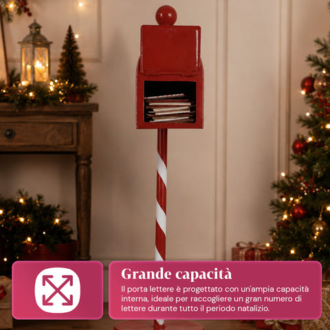Roter und weißer Weihnachtsbriefkasten H50 cm im amerikanischen Stil