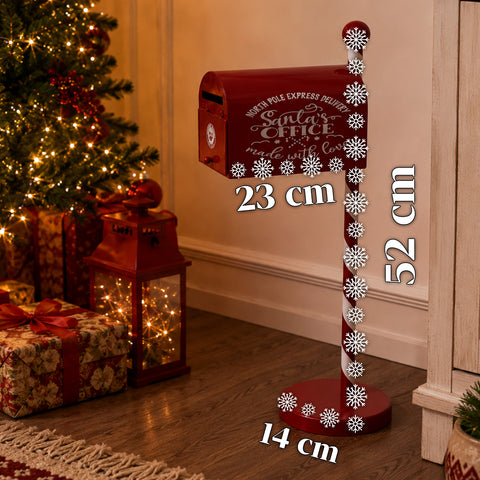 Roter und weißer Weihnachtsbriefkasten H50 cm im amerikanischen Stil