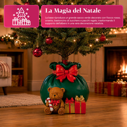 Dekorativer Christbaumständer, 10 Motive, aus Eisen und Magnesium, universelle Befestigung, für Bäume bis 210 cm, 2 Modelle mit LED-Leuchten