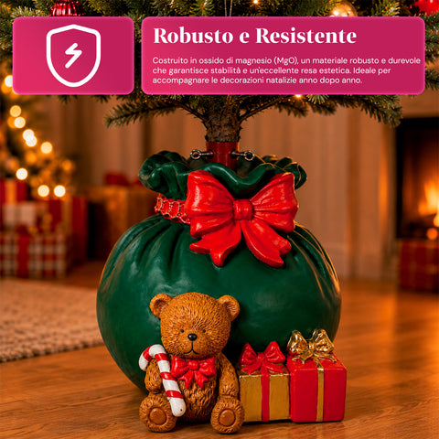 Dekorativer Christbaumständer, 10 Motive, aus Eisen und Magnesium, universelle Befestigung, für Bäume bis 210 cm, 2 Modelle mit LED-Leuchten