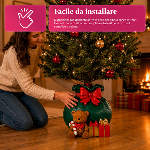 Dekorativer Christbaumständer, 10 Motive, aus Eisen und Magnesium, universelle Befestigung, für Bäume bis 210 cm, 2 Modelle mit LED-Leuchten