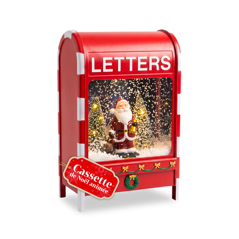 Weihnachtsbriefkasten mit Weihnachtsmann – LED, Musik und Schneeeffekt