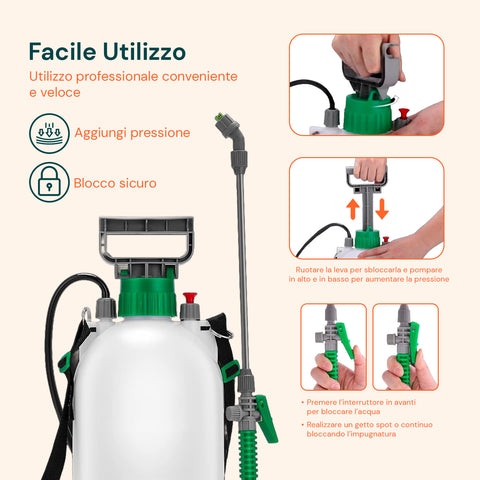 Drucksprüher mit Sprühlanze und PVC-Schlauch, 4000 ml