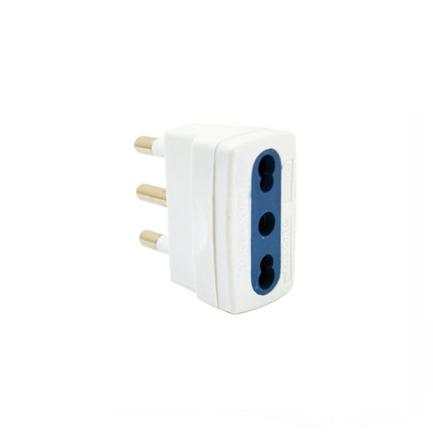 Einfacher Adapter mit Zweifachsteckdose und Stecker 10/16A 2P+T, weiß
