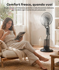 Standventilator mit Vernebler, 75 W - 3 Geschwindigkeitsstufen und Fernbedienung