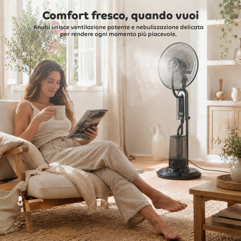 Standventilator mit Vernebler, 75 W - 3 Geschwindigkeitsstufen und Fernbedienung