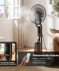 Standventilator mit Vernebler, 75 W - 3 Geschwindigkeitsstufen und Fernbedienung
