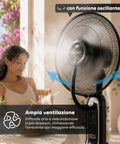 Standventilator mit Vernebler, 75 W - 3 Geschwindigkeitsstufen und Fernbedienung