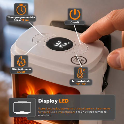 Elektrischer Wandheizer 400 W mit kompaktem Design und regulierbarer Temperatur