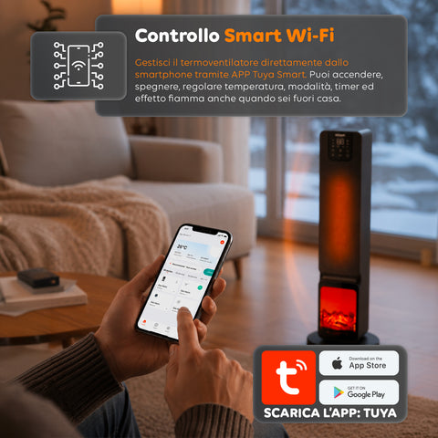 Intelligenter Elektroheizer 2000 W mit Tuya-App, LED-Display, ECO-Funktion und Timer
