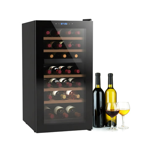 Leiser Weinkühlschrank mit Touch-LED-Display und verchromten Regalböden