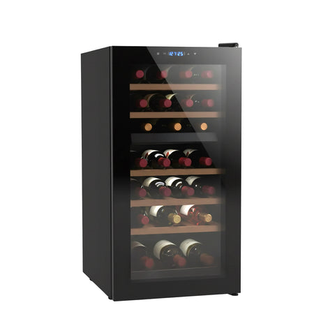 Leiser Weinkühlschrank mit Touch-LED-Display und verchromten Regalböden