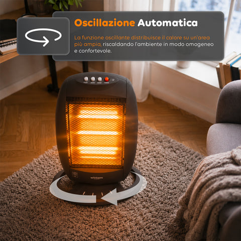 Tuck Halogenheizung 1200 W – 3 Heizelemente und automatische Oszillation