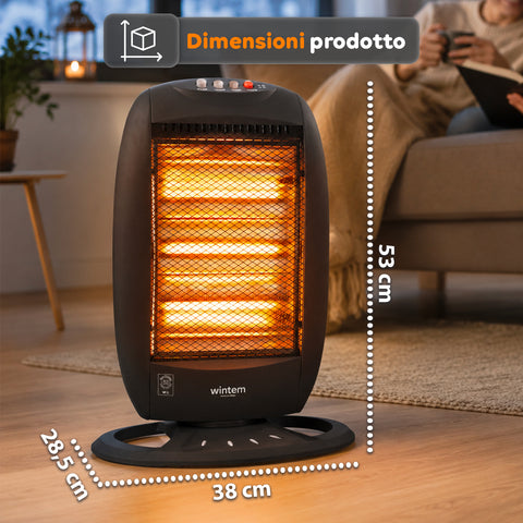 Tuck Halogenheizung 1200 W – 3 Heizelemente und automatische Oszillation