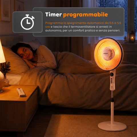 Flux 1100 W Carbon-Parabolheizer mit Fernbedienung und Timer